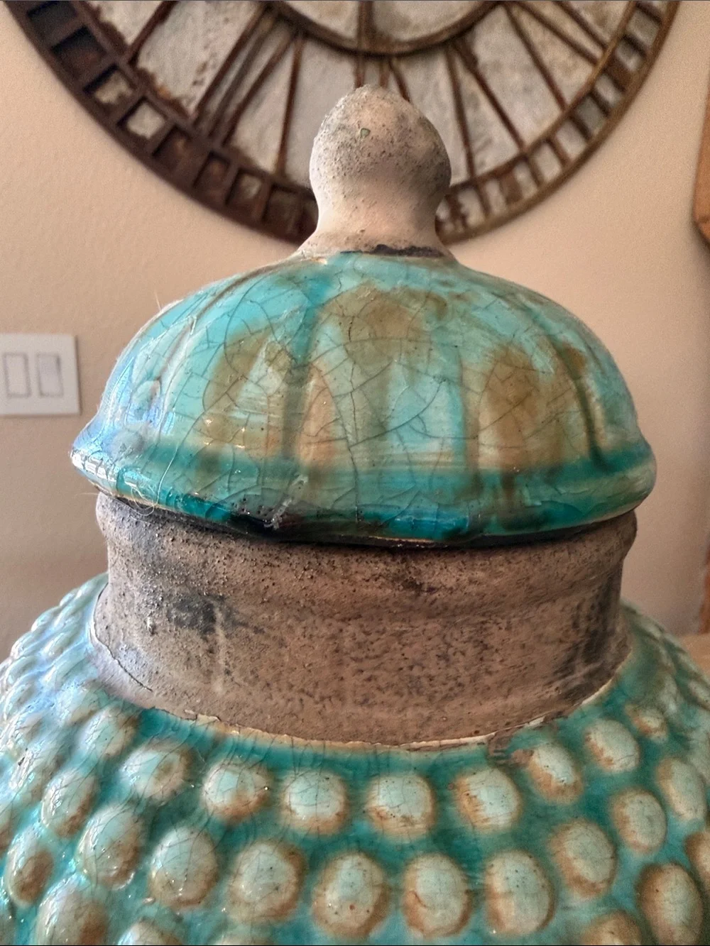 Turquoise and Brown Textured Decorative Vase